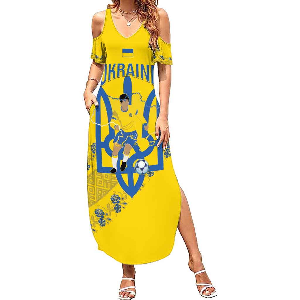Personalised Ukraine Football Summer Maxi Dress Glory to Ukrainian