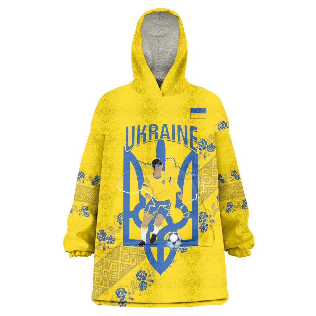Personalised Ukraine Football Wearable Blanket Hoodie Glory to Ukrainian