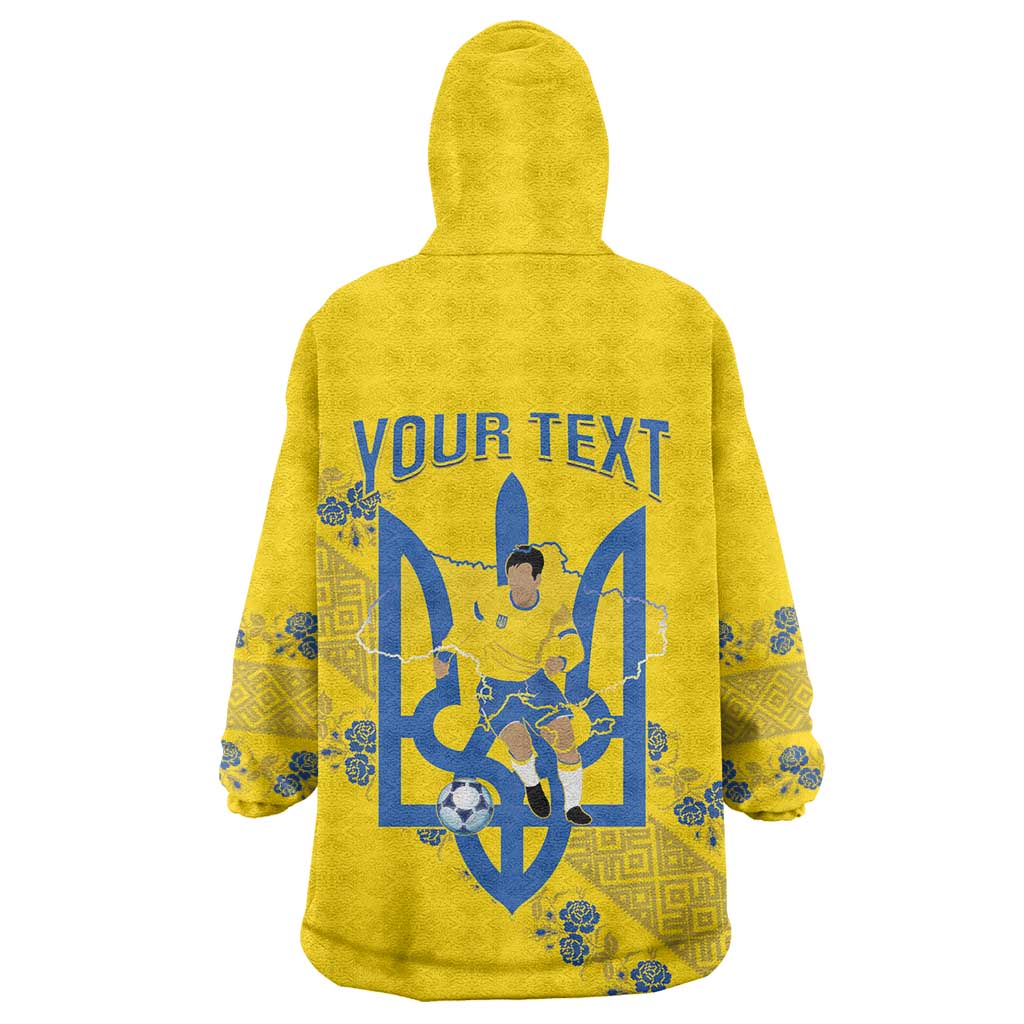 Personalised Ukraine Football Wearable Blanket Hoodie Glory to Ukrainian