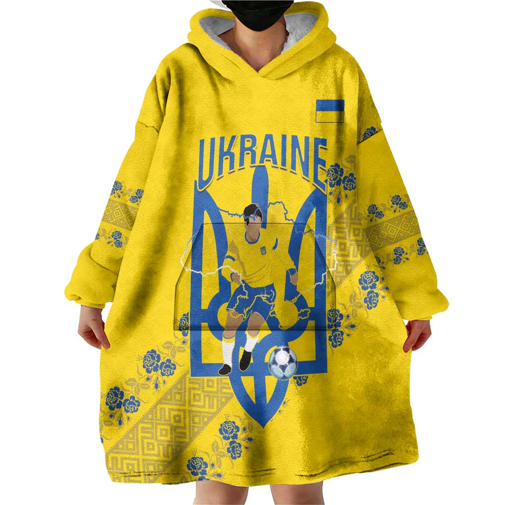 Personalised Ukraine Football Wearable Blanket Hoodie Glory to Ukrainian