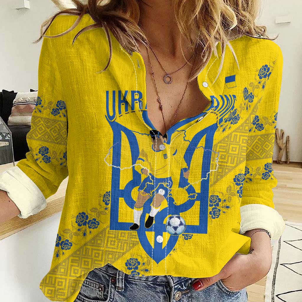 Personalised Ukraine Football Women Casual Shirt Glory to Ukrainian