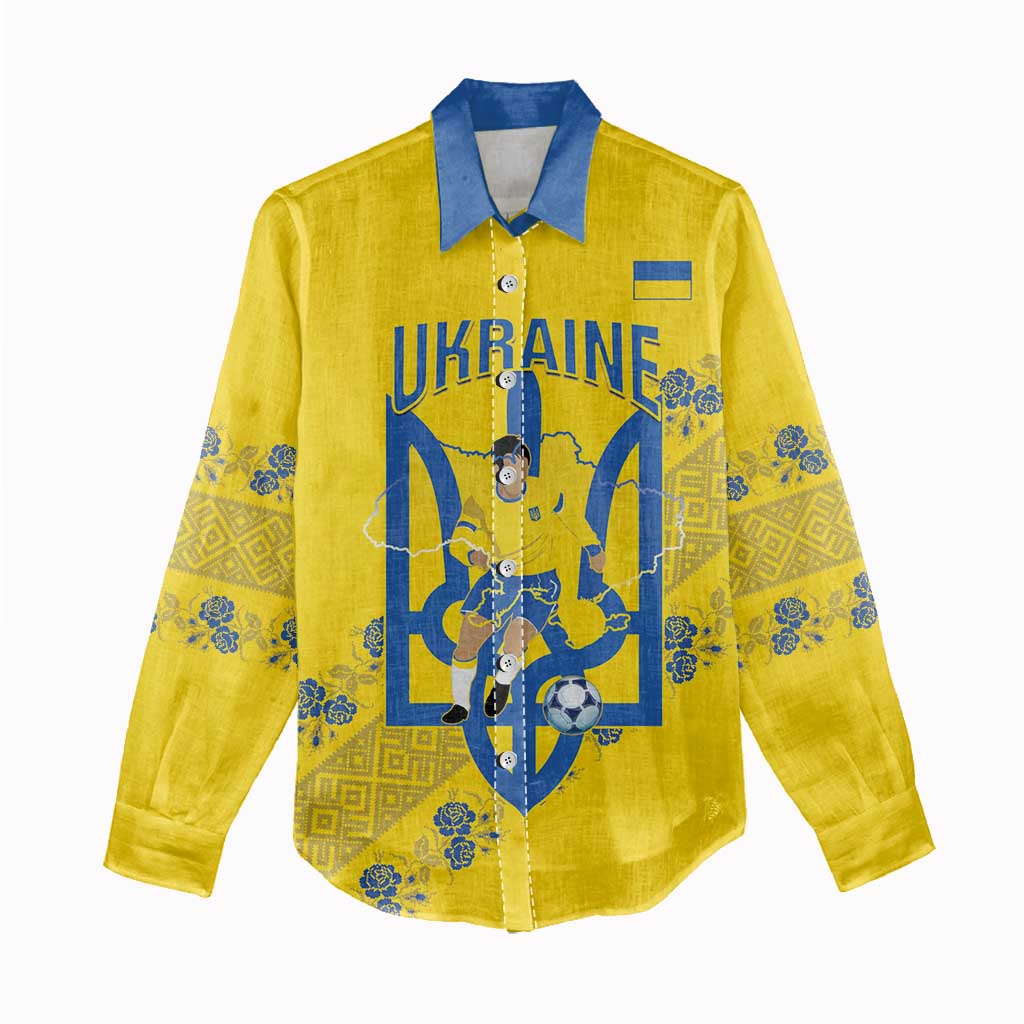 Personalised Ukraine Football Women Casual Shirt Glory to Ukrainian