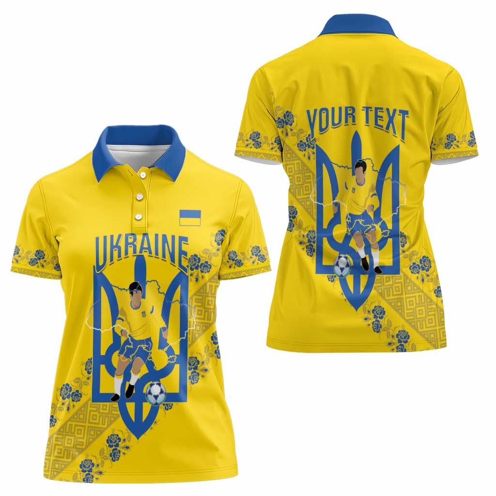 Personalised Ukraine Football Women Polo Shirt Glory to Ukrainian