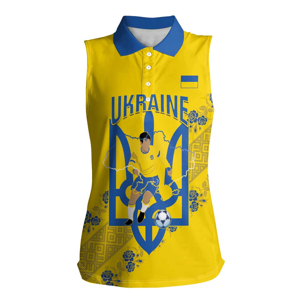 Personalised Ukraine Football Women Sleeveless Polo Shirt Glory to Ukrainian