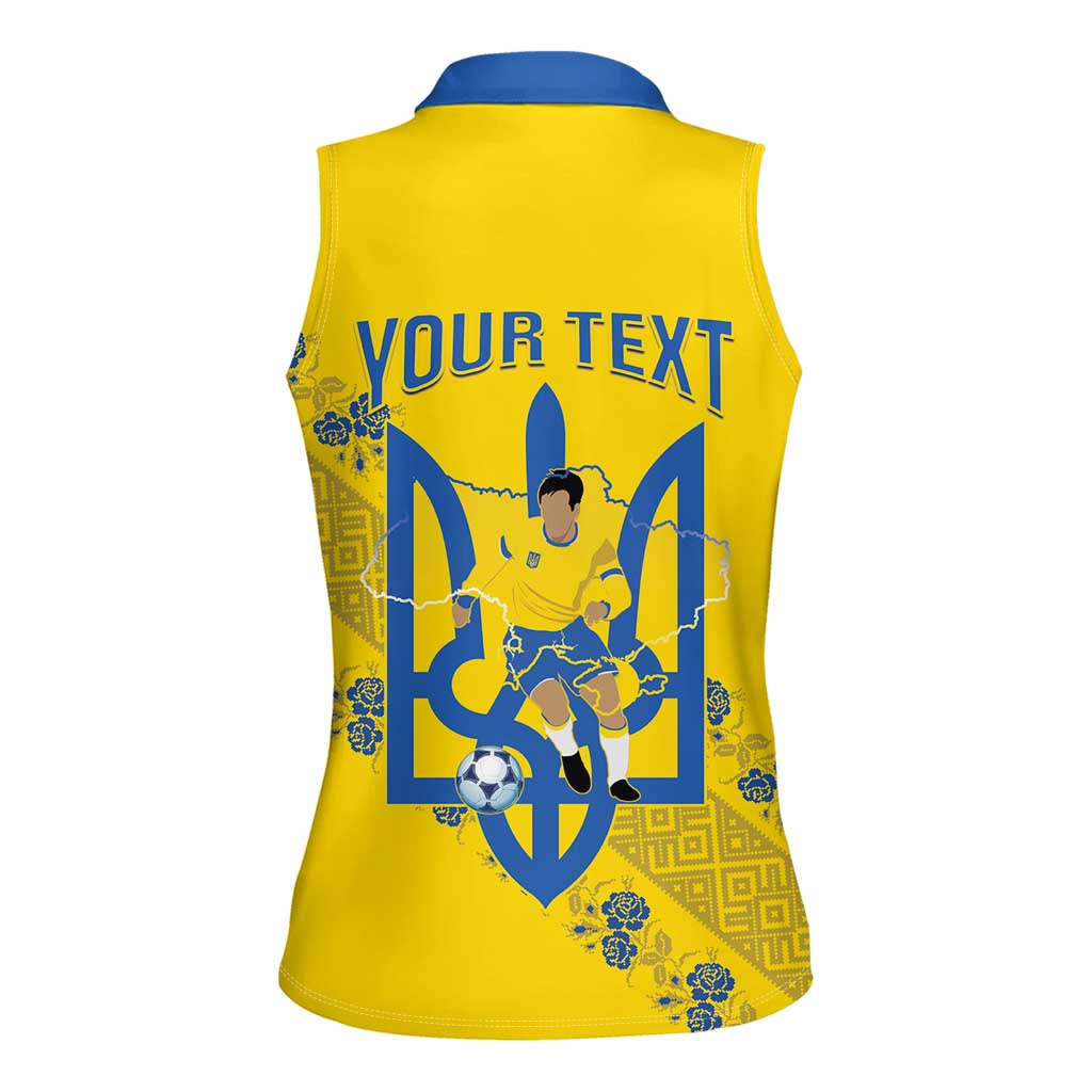 Personalised Ukraine Football Women Sleeveless Polo Shirt Glory to Ukrainian