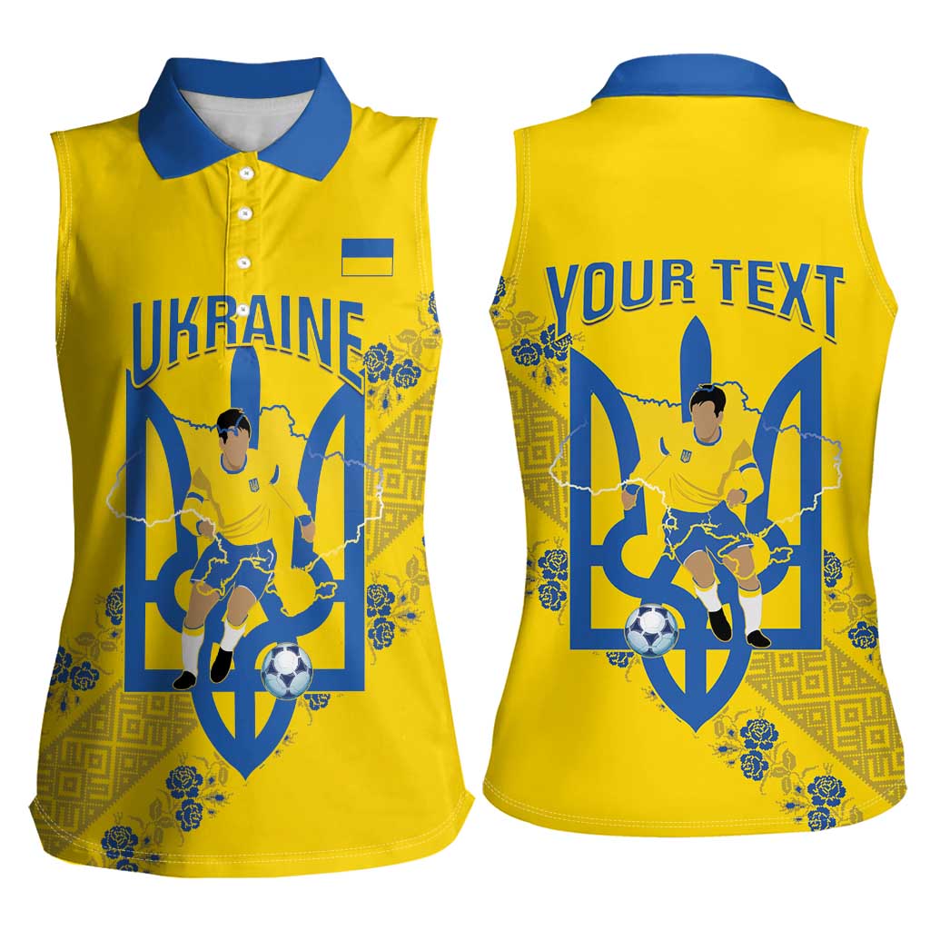 Personalised Ukraine Football Women Sleeveless Polo Shirt Glory to Ukrainian