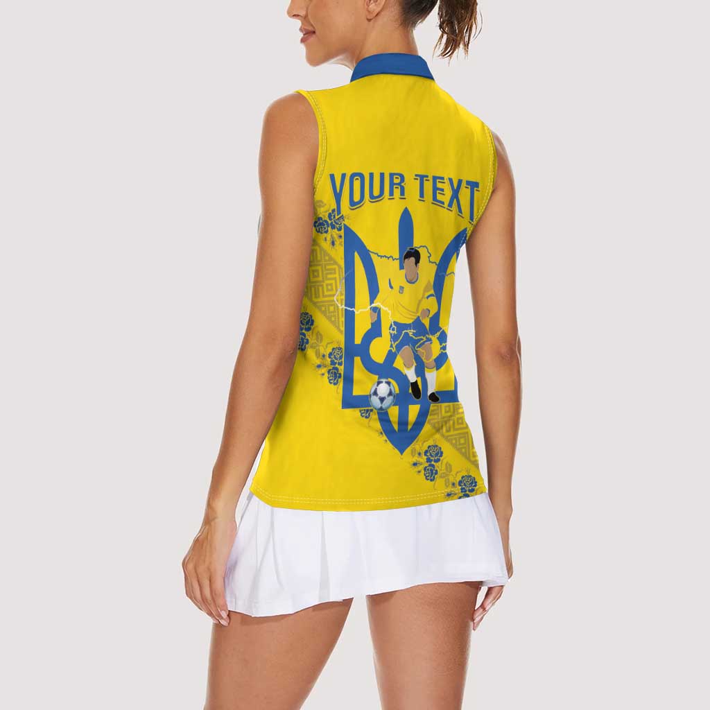 Personalised Ukraine Football Women Sleeveless Polo Shirt Glory to Ukrainian