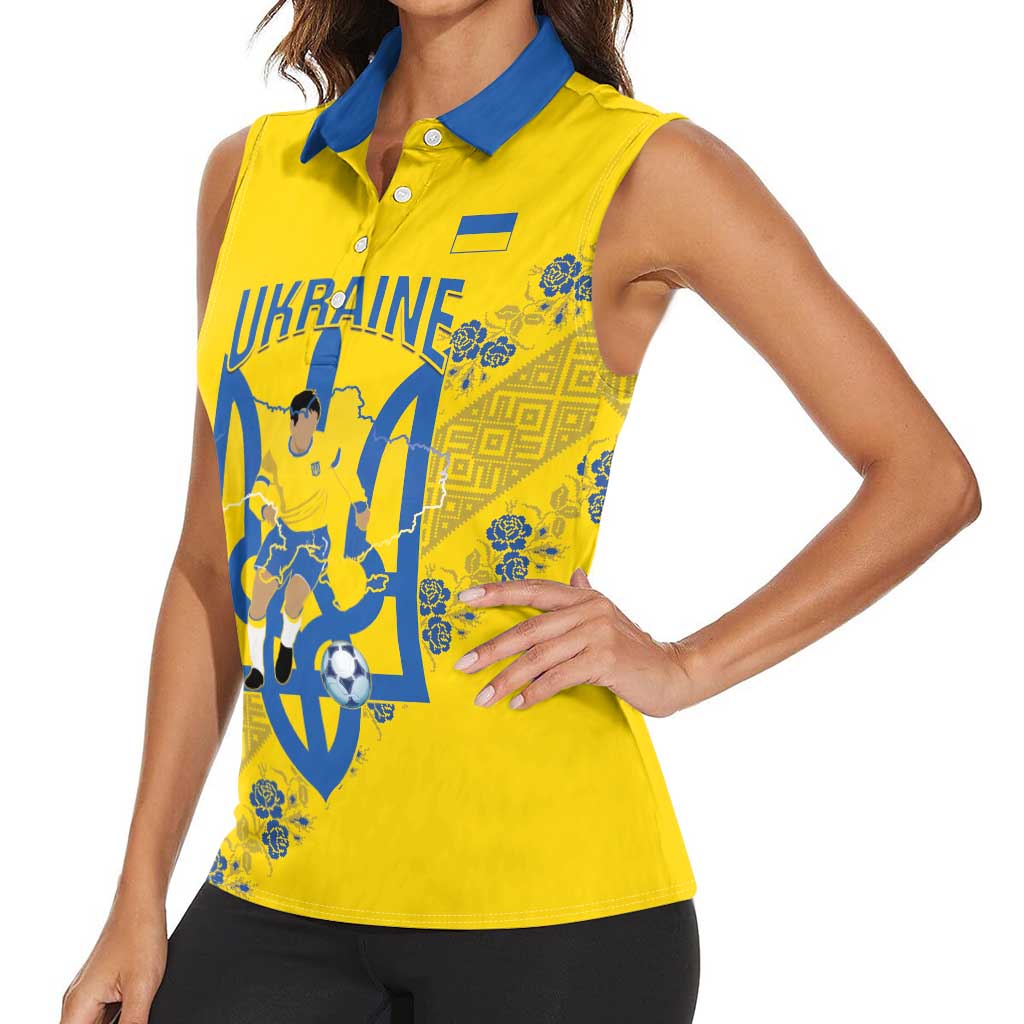 Personalised Ukraine Football Women Sleeveless Polo Shirt Glory to Ukrainian