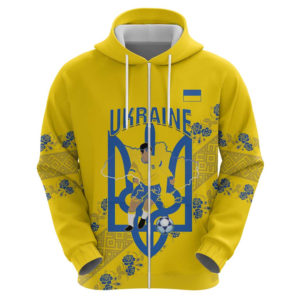 Personalised Ukraine Football Zip Hoodie Glory to Ukrainian