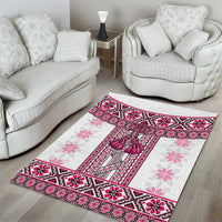 Ukraine Area Rug Traditional Braided Rope Belt Pink Folk Pattern