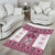 Ukraine Area Rug Traditional Braided Rope Belt Pink Folk Pattern