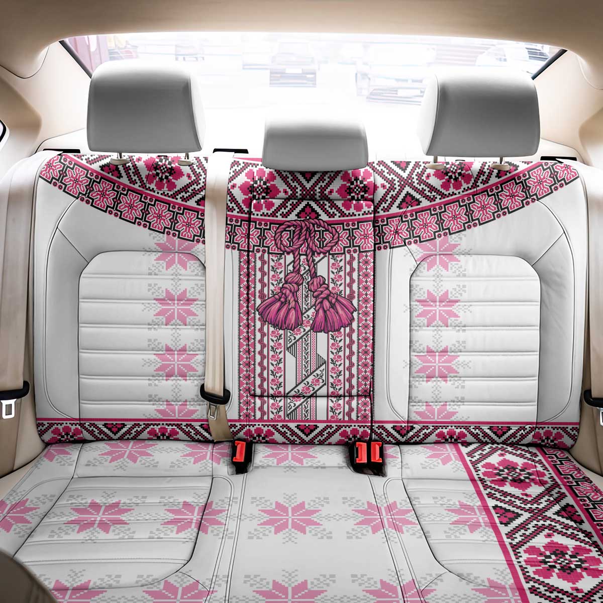 Ukraine Back Car Seat Cover Traditional Braided Rope Belt Pink Folk Pattern