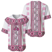Ukraine Baseball Jersey Traditional Braided Rope Belt Pink Folk Pattern