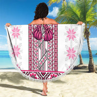 Ukraine Beach Blanket Traditional Braided Rope Belt Pink Folk Pattern