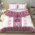 Ukraine Bedding Set Traditional Braided Rope Belt Pink Folk Pattern