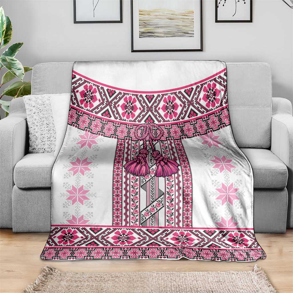 Ukraine Blanket Traditional Braided Rope Belt Pink Folk Pattern