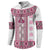 Ukraine Button Sweatshirt Traditional Braided Rope Belt Pink Folk Pattern