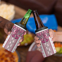 Ukraine 4 in 1 Can Cooler Tumbler Traditional Braided Rope Belt Pink Folk Pattern