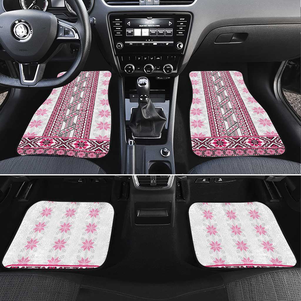 Ukraine Car Mats Traditional Braided Rope Belt Pink Folk Pattern