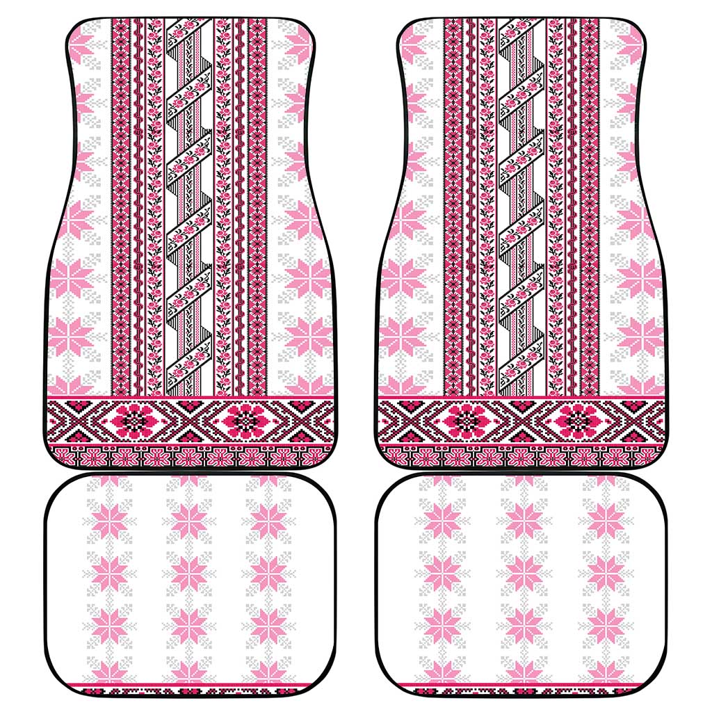 Ukraine Car Mats Traditional Braided Rope Belt Pink Folk Pattern
