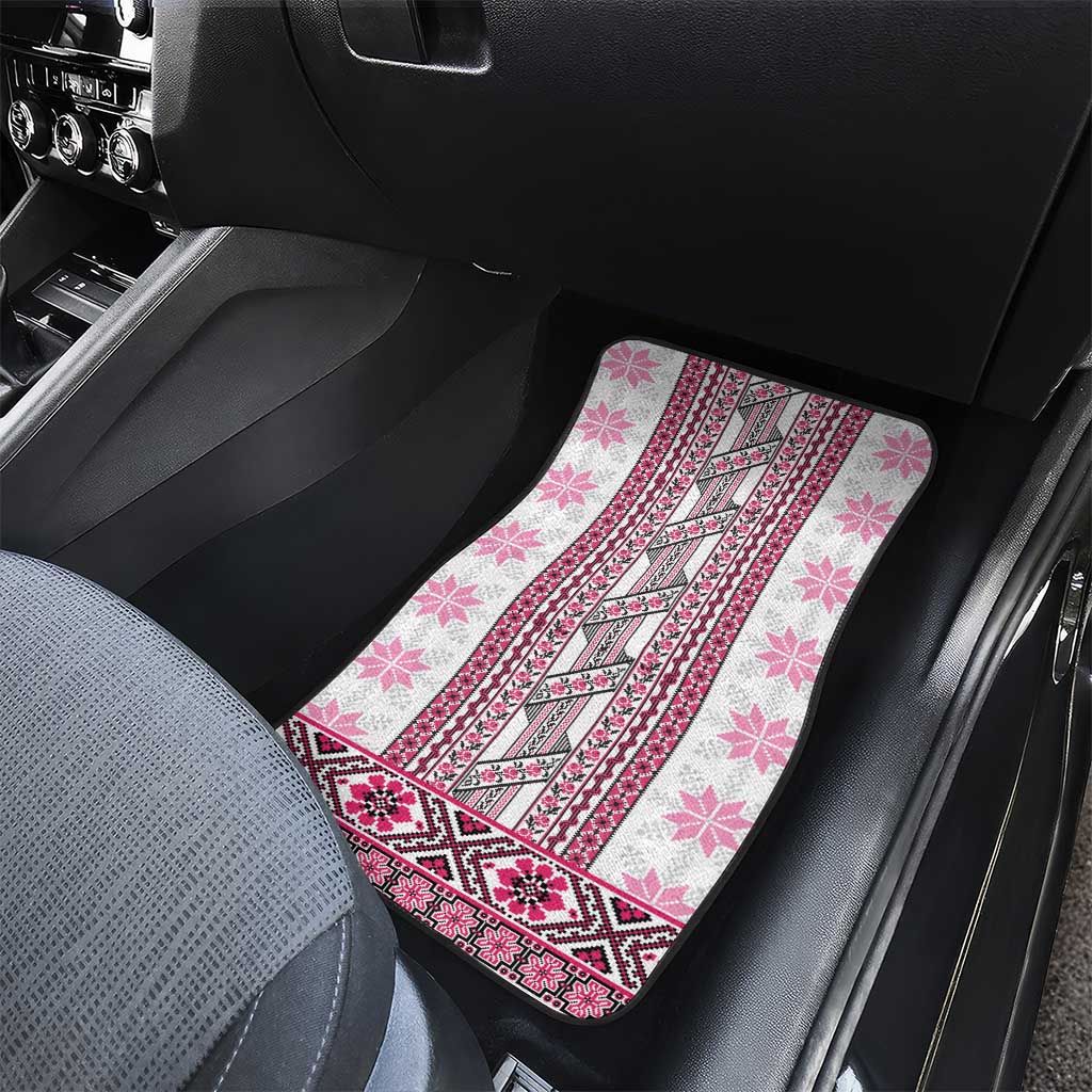 Ukraine Car Mats Traditional Braided Rope Belt Pink Folk Pattern