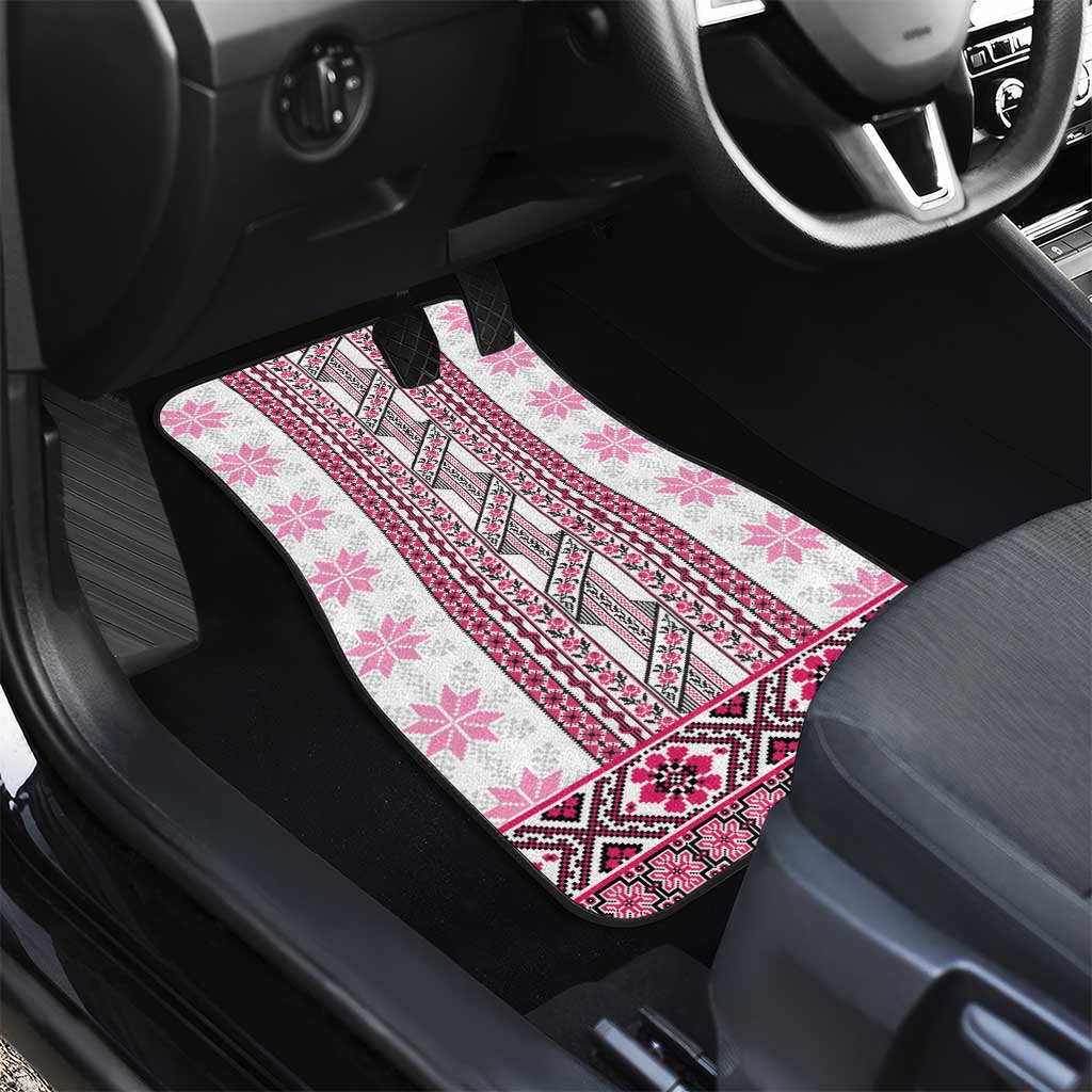 Ukraine Car Mats Traditional Braided Rope Belt Pink Folk Pattern