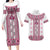 Ukraine Couples Matching Long Sleeve Bodycon Dress and Hawaiian Shirt Traditional Braided Rope Belt Pink Folk Pattern