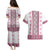 Ukraine Couples Matching Puletasi and Hawaiian Shirt Traditional Braided Rope Belt Pink Folk Pattern