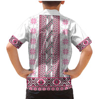 Ukraine Family Matching Mermaid Dress and Hawaiian Shirt Traditional Braided Rope Belt Pink Folk Pattern