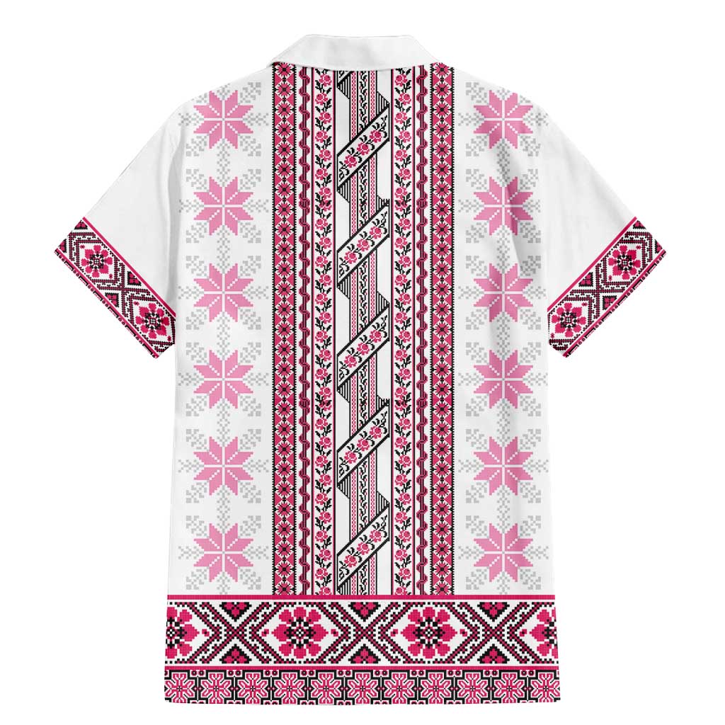 Ukraine Family Matching Mermaid Dress and Hawaiian Shirt Traditional Braided Rope Belt Pink Folk Pattern