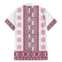 Ukraine Family Matching Mermaid Dress and Hawaiian Shirt Traditional Braided Rope Belt Pink Folk Pattern