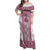 Ukraine Family Matching Off Shoulder Maxi Dress and Hawaiian Shirt Traditional Braided Rope Belt Pink Folk Pattern