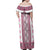 Ukraine Family Matching Off Shoulder Maxi Dress and Hawaiian Shirt Traditional Braided Rope Belt Pink Folk Pattern