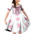 Ukraine Family Matching Off Shoulder Short Dress and Hawaiian Shirt Traditional Braided Rope Belt Pink Folk Pattern