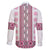 Ukraine Family Matching Summer Maxi Dress and Hawaiian Shirt Traditional Braided Rope Belt Pink Folk Pattern