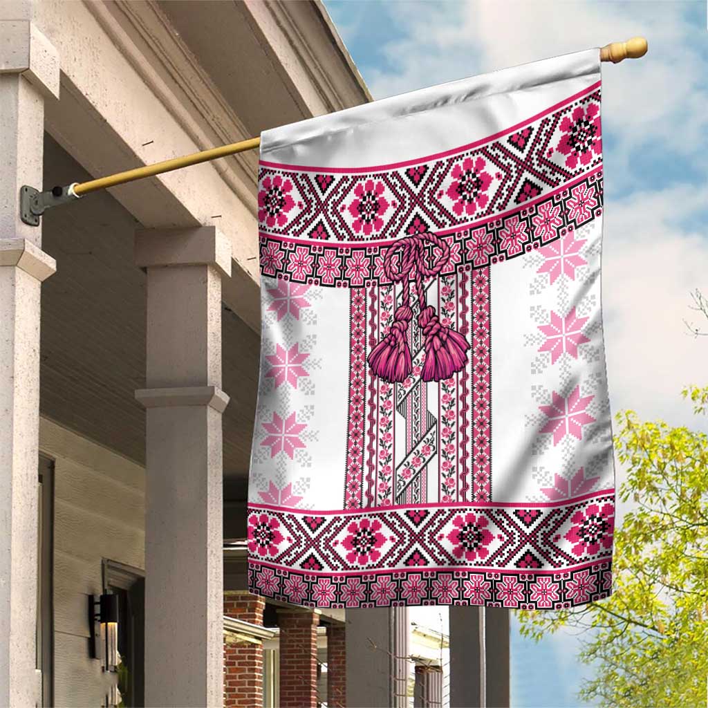 Ukraine Garden Flag Traditional Braided Rope Belt Pink Folk Pattern
