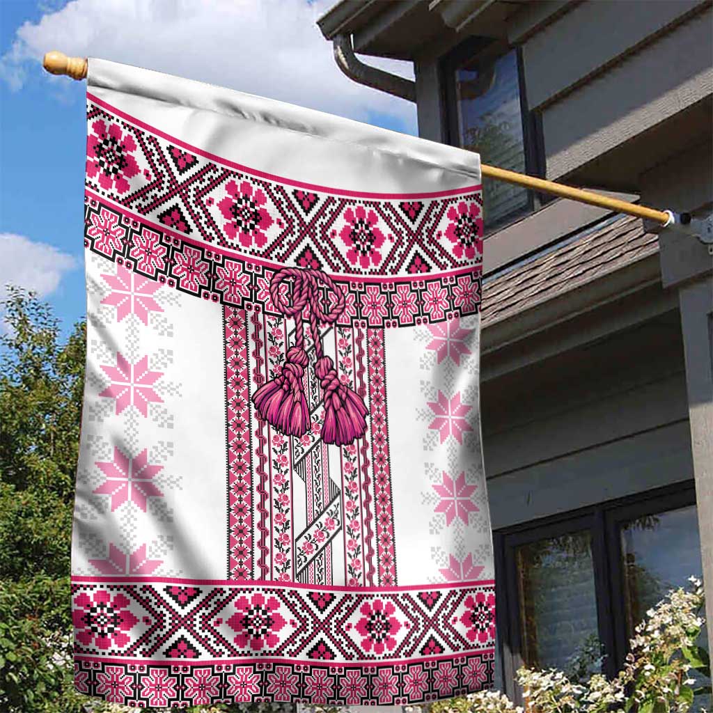 Ukraine Garden Flag Traditional Braided Rope Belt Pink Folk Pattern