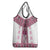 Ukraine Grocery Bag Traditional Braided Rope Belt Pink Folk Pattern