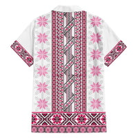 Ukraine Hawaiian Shirt Traditional Braided Rope Belt Pink Folk Pattern