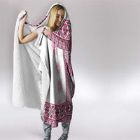 Ukraine Hooded Blanket Traditional Braided Rope Belt Pink Folk Pattern