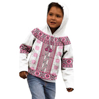Ukraine Kid Hoodie Traditional Braided Rope Belt Pink Folk Pattern
