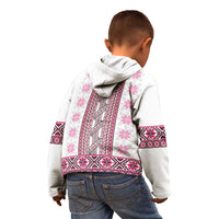 Ukraine Kid Hoodie Traditional Braided Rope Belt Pink Folk Pattern