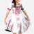Ukraine Kid Short Sleeve Dress Traditional Braided Rope Belt Pink Folk Pattern