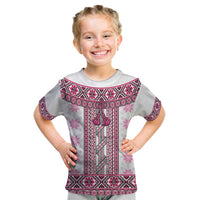 Ukraine Kid T Shirt Traditional Braided Rope Belt Pink Folk Pattern