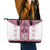 Ukraine Leather Tote Bag Traditional Braided Rope Belt Pink Folk Pattern