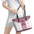 Ukraine Leather Tote Bag Traditional Braided Rope Belt Pink Folk Pattern