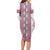 Ukraine Long Sleeve Bodycon Dress Traditional Braided Rope Belt Pink Folk Pattern