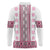 Ukraine Long Sleeve Polo Shirt Traditional Braided Rope Belt Pink Folk Pattern
