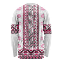 Ukraine Long Sleeve Shirt Traditional Braided Rope Belt Pink Folk Pattern