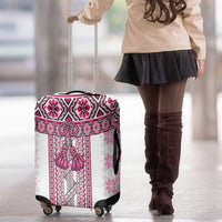 Ukraine Luggage Cover Traditional Braided Rope Belt Pink Folk Pattern